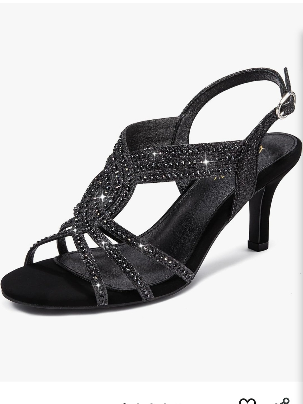 Women Rhinestone Heels 3.35 Inch Heel NWT Open Toe Ankle Strap